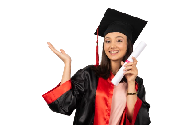 fresh graduate female with diploma posing white background removebg preview